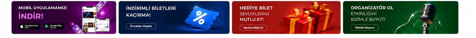 Mobil uygulamamızı indir, indirimli biletleri kaçırma, hediye bilet, organizatör ol